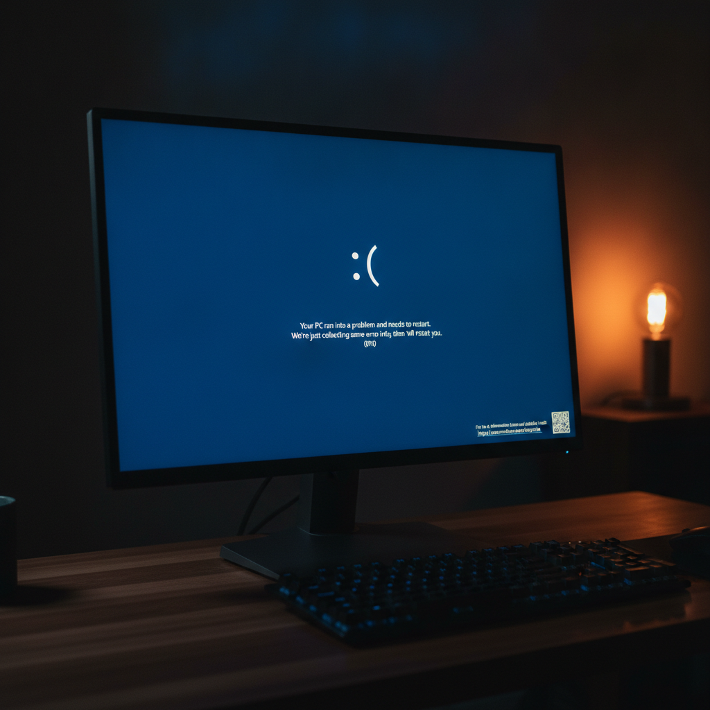 Erro tela azul Windows exibindo código de falha na tela do computador