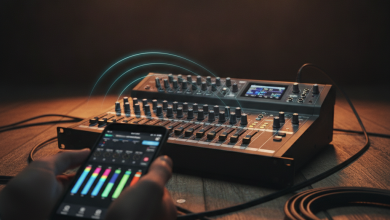 Soundcraft Ui24R sendo controlada por Wi-Fi via celular durante um show